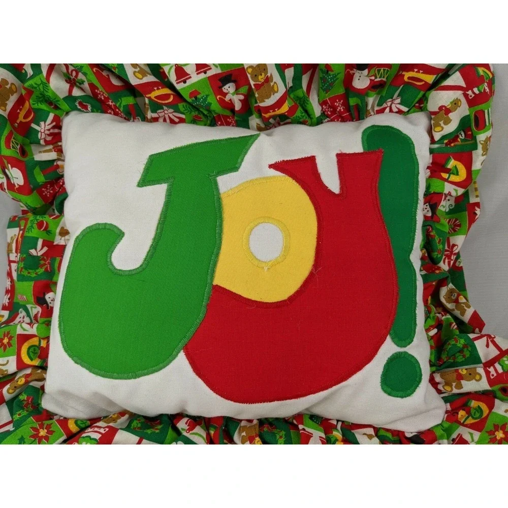 Christmas JOY Throw Pillow About 13x 11 Inch Homemade Stuffed‎